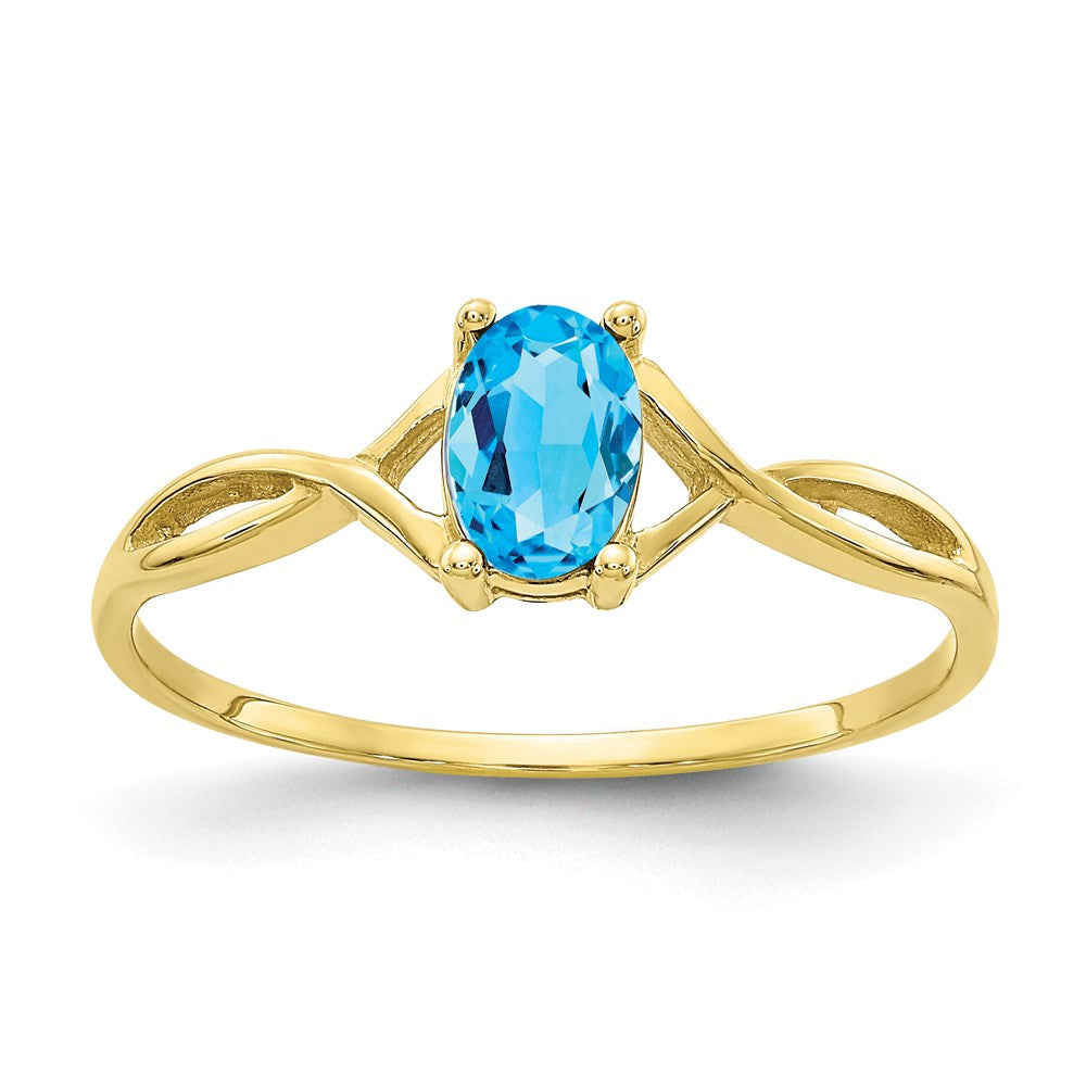 10k yellow gold polished geniune blue topaz birthstone ring 10xbr237