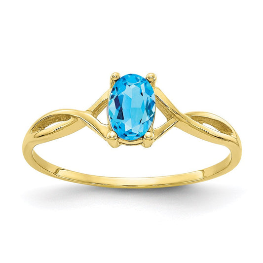 10k yellow gold polished geniune blue topaz birthstone ring 10xbr237