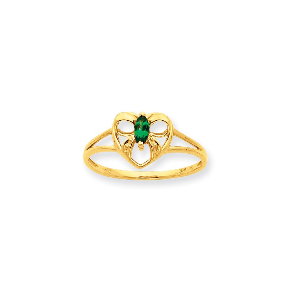 10k yellow gold polished geniune emerald birthstone ring 10xbr242