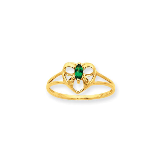 10k yellow gold polished geniune emerald birthstone ring 10xbr242