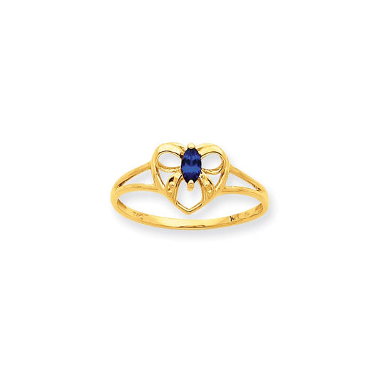 10k yellow gold polished geniune sapphire birthstone ring 10xbr246