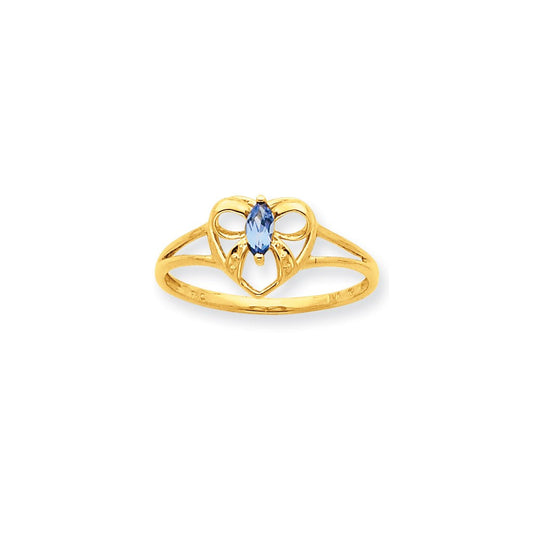 10k yellow gold polished geniune blue topaz birthstone ring 10xbr249