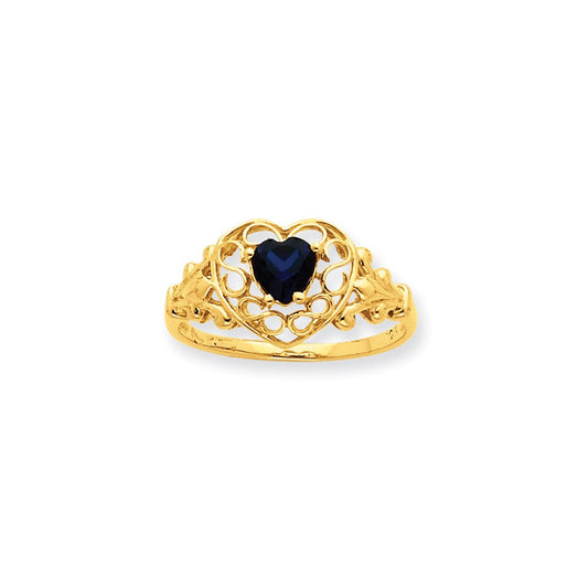 10k yellow gold polished geniune sapphire birthstone ring 10xbr258