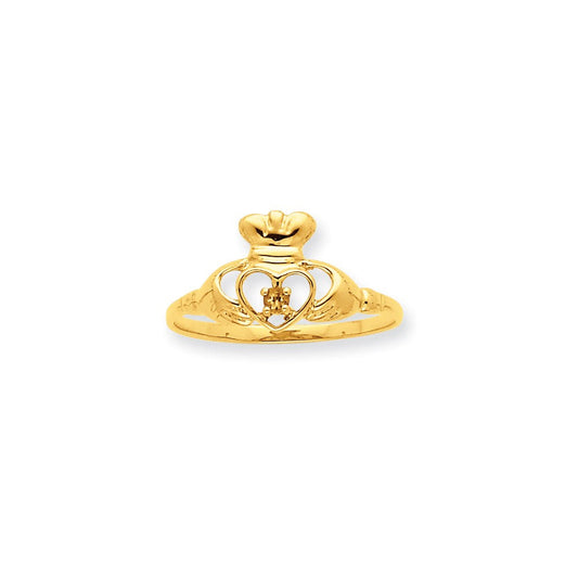 10k yellow gold polished geniune white topaz birthstone ring 10xbr265