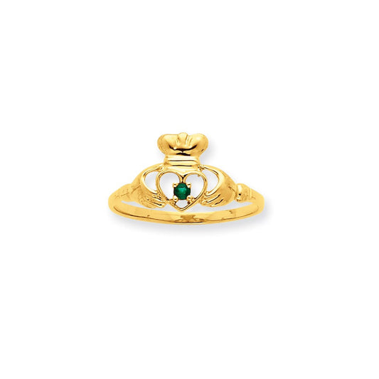 10k yellow gold polished geniune emerald birthstone ring 10xbr266