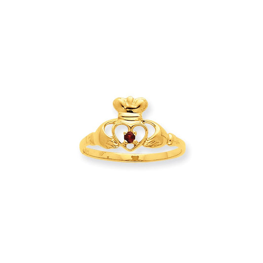 10k yellow gold polished geniune ruby birthstone ring 10xbr268