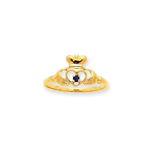 10k yellow gold polished geniune sapphire birthstone ring 10xbr270