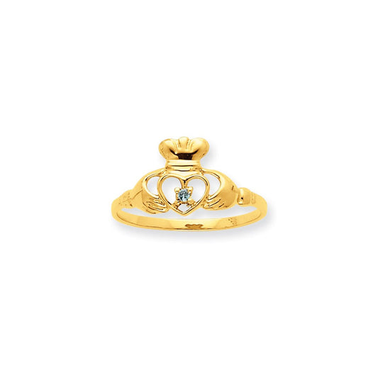 10k yellow gold polished geniune blue topaz birthstone ring 10xbr273