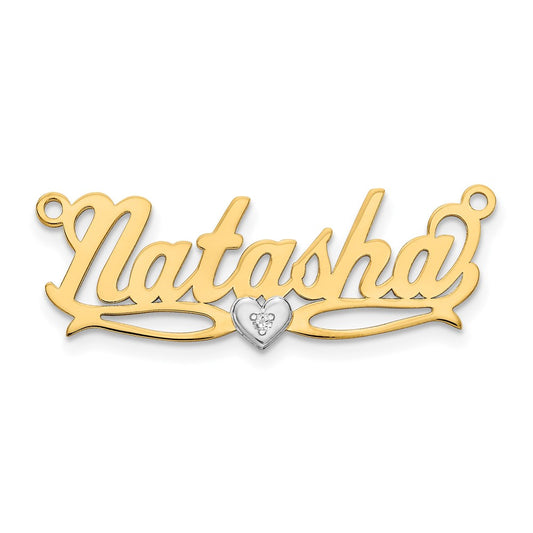 10k Two tone .005ct Diamond Name Plate