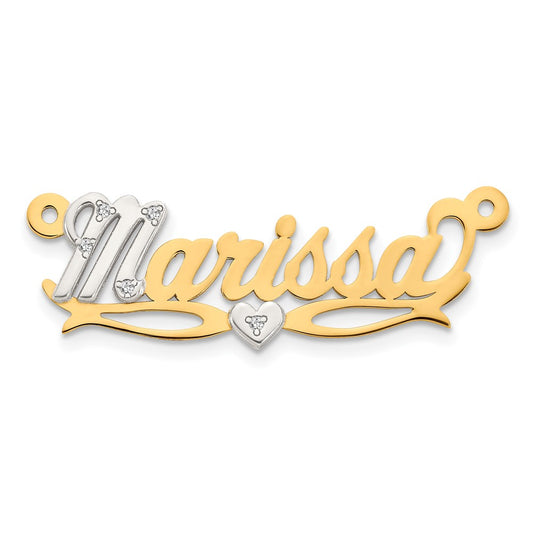 10k Two tone .03ct Diamond Name Plate