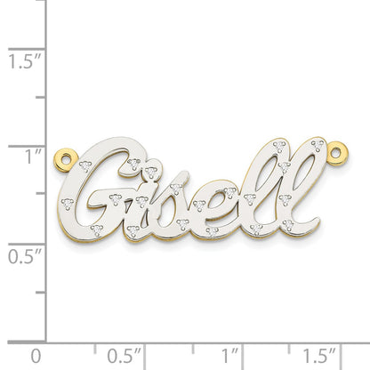 10k and Rhodium 3 Dimensional Diamond Name Plate Pendant