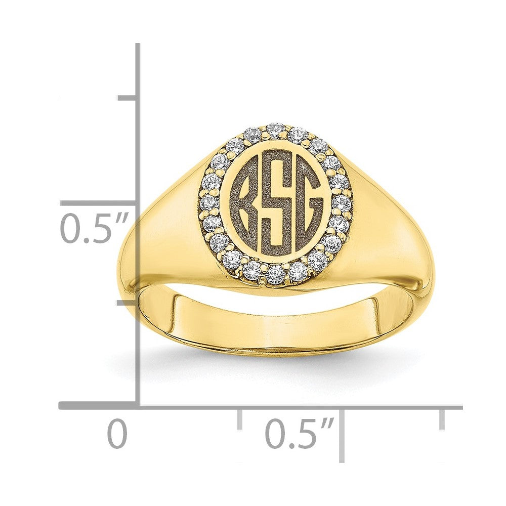 10k yellow gold large real diamond oval classic monogram signet ring 10xnr108y