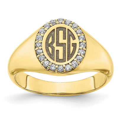 10k yellow gold large real diamond oval classic monogram signet ring 10xnr108y