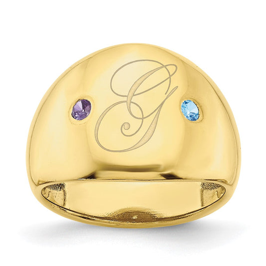 10k yellow gold 2 birthstone personalized cigar ring 10xnr110y