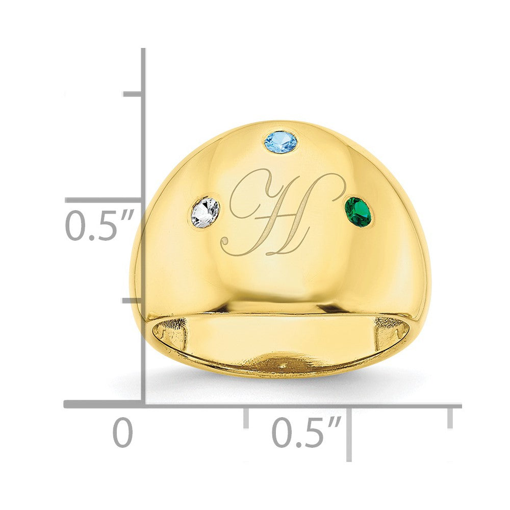 10k yellow gold 3 birthstone personalized cigar ring 10xnr111y