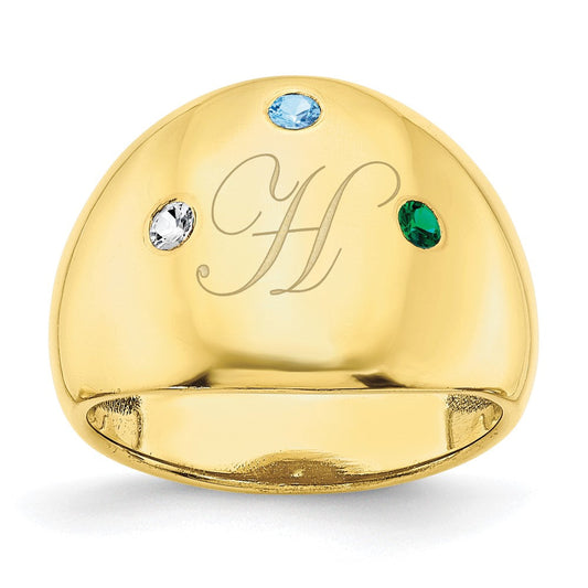 10k yellow gold 3 birthstone personalized cigar ring 10xnr111y