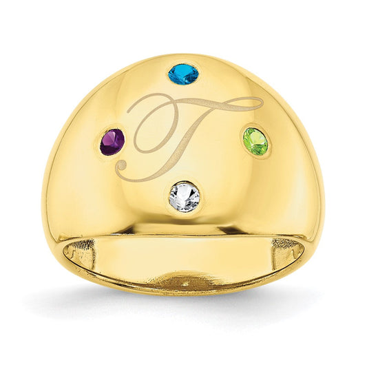 10k yellow gold 4 birthstone personalized cigar ring 10xnr112y