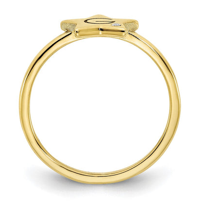 10k yellow gold initial star with real diamond signet ring 10xnr117y