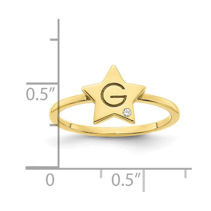 10k yellow gold initial star with real diamond signet ring 10xnr117y