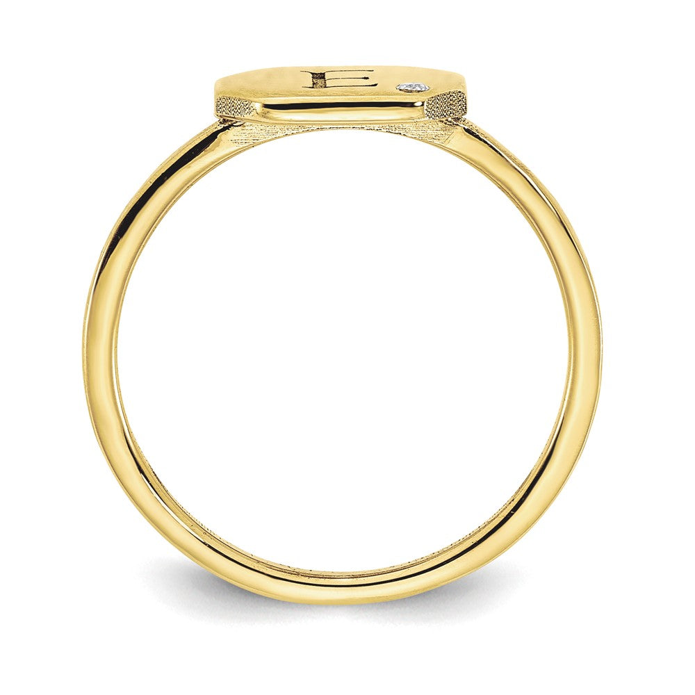 10k yellow gold initial octagon with real diamond signet ring 10xnr127y