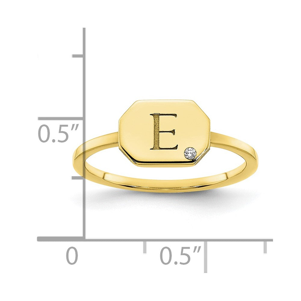 10k yellow gold initial octagon with real diamond signet ring 10xnr127y
