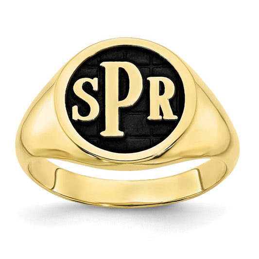 10k yellow gold polished with antiqued background monogram signet ring 10xnr44y