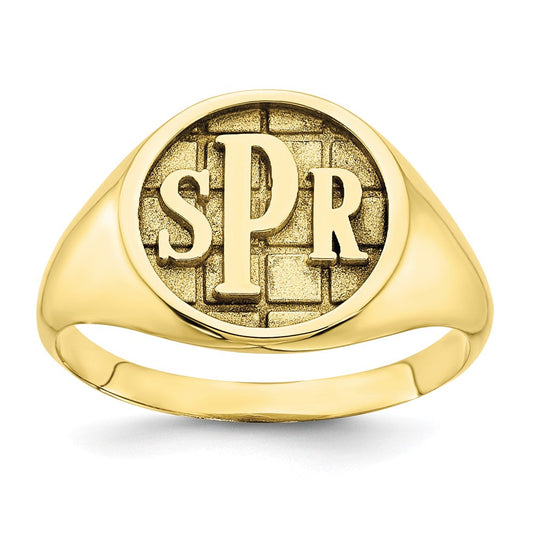 10k yellow gold polished monogram signet ring 10xnr49y