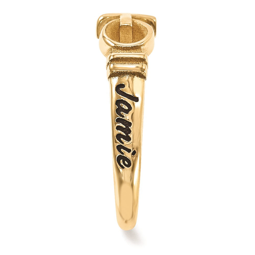 10k yellow gold casted high polish w antique lettering ring 10xnr56y