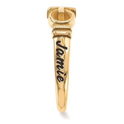 10k yellow gold casted high polish w antique lettering ring 10xnr56y