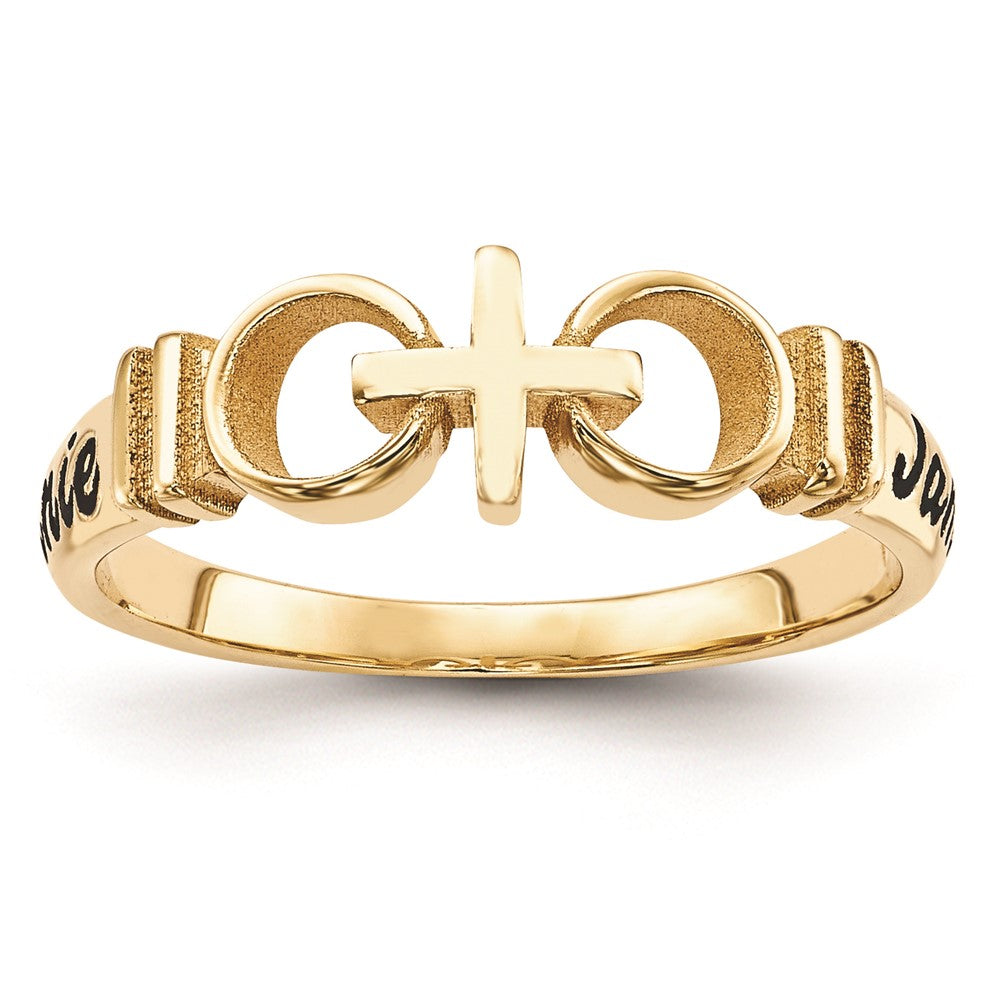 10k yellow gold casted high polish w antique lettering ring 10xnr56y