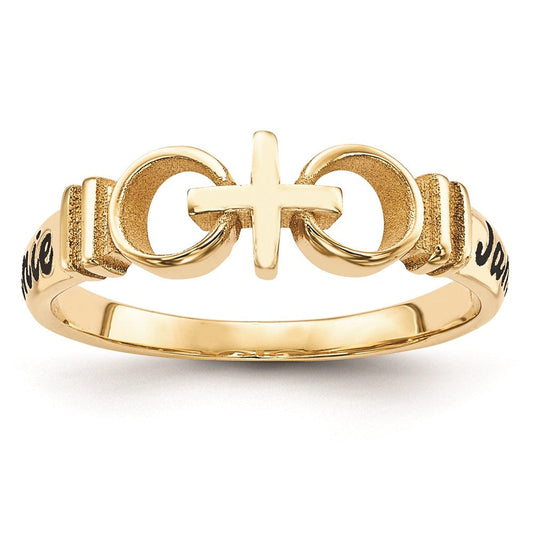 10k yellow gold casted high polish w antique lettering ring 10xnr56y