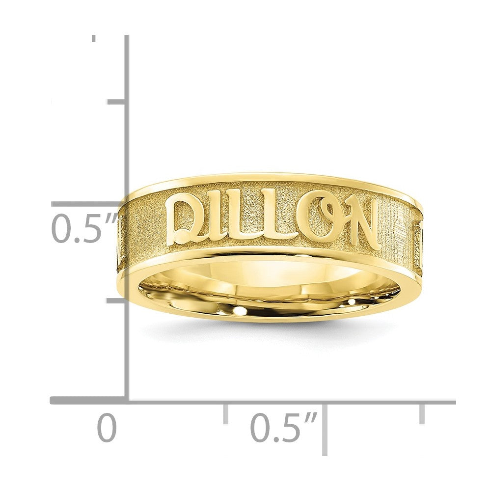 10k yellow gold polished and textured personalized name ring 10xnr60y