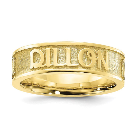 10k yellow gold polished and textured personalized name ring 10xnr60y