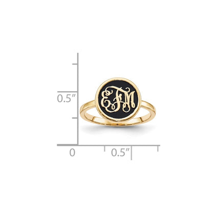 10k yellow gold polished with antiqued background monogram ring 10xnr62y