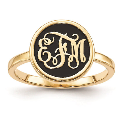 10k yellow gold polished with antiqued background monogram ring 10xnr62y