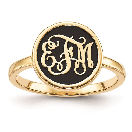 10k yellow gold polished with antiqued background monogram ring 10xnr62y