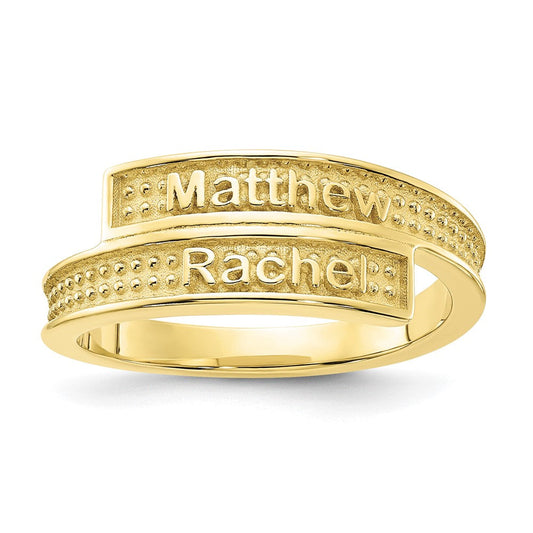 10k yellow gold personalized polished and textured ring 10xnr64y