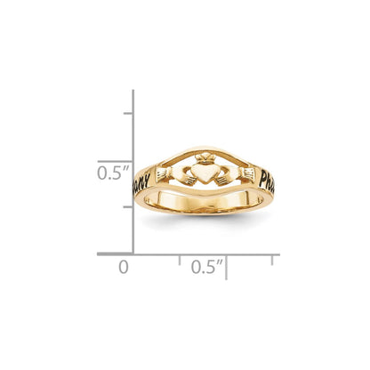 10k yellow gold casted high polish w antique letter claddagh ring 10xnr66y