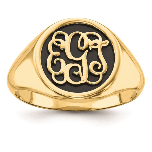 10k yellow gold casted high polished antiqued or sandblast monogram ring 10xnr67y