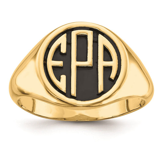 10k yellow gold casted high polished antiqued or sandblast monogram ring 10xnr69y