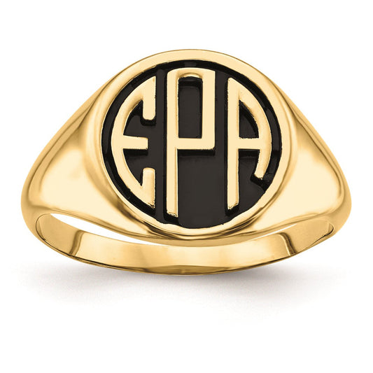 10k yellow gold casted high polished antiqued monogram ring 10xnr70y