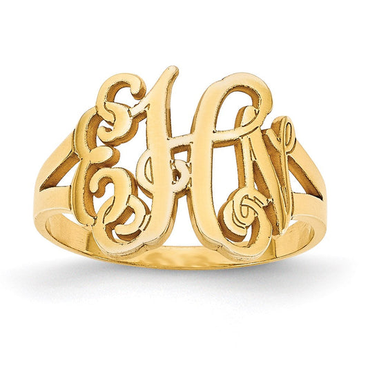 10k yellow gold polished monogram ring 10xnr72y