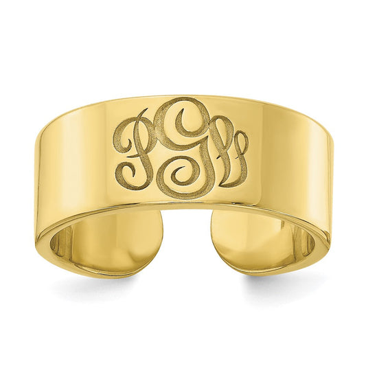10k yellow gold polished cigar style monogram ring 10xnr92y