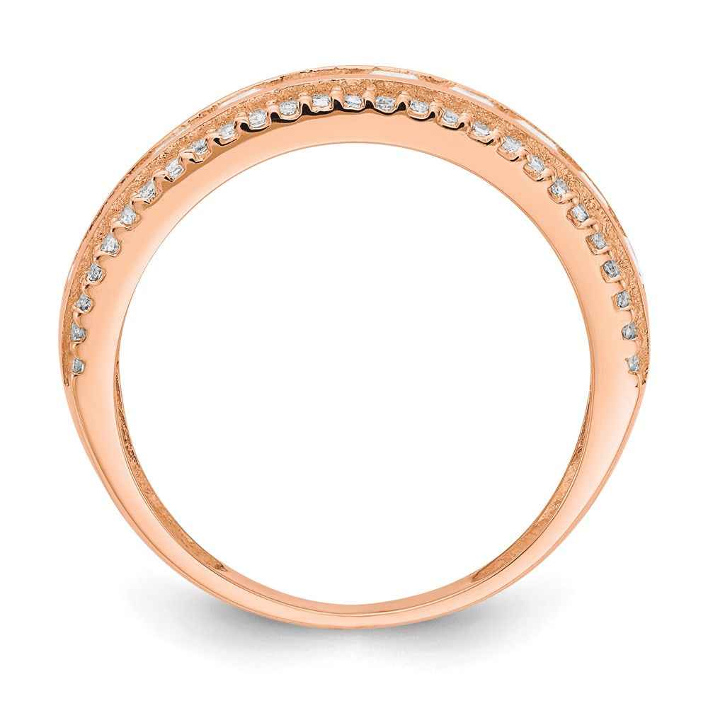 10k tiara collection rose gold polished cz ring 10yc378r