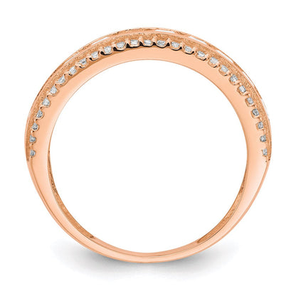 10k tiara collection rose gold polished cz ring 10yc378r