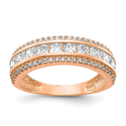 10k tiara collection rose gold polished cz ring 10yc378r