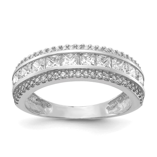 10k tiara collection white gold polished cz ring 10yc378w