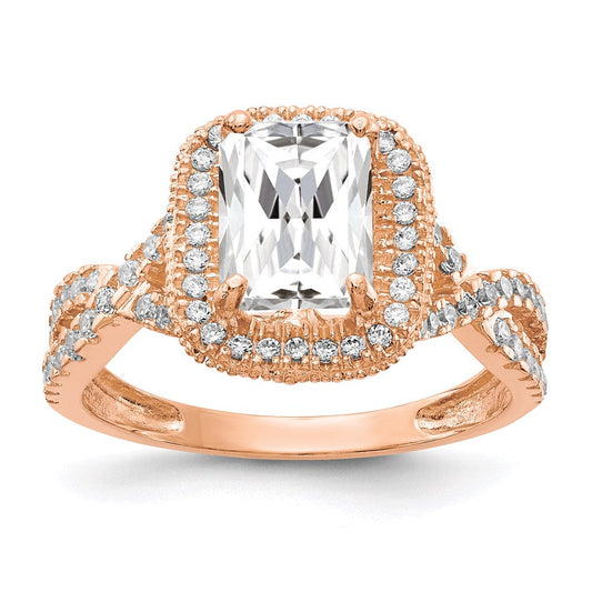 10k tiara collection rose gold polished cz ring 10yc382r