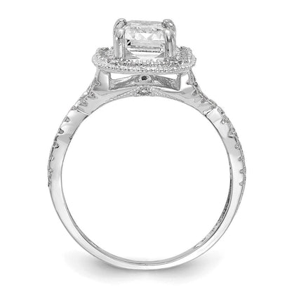 10k tiara collection white gold polished cz ring 10yc382w