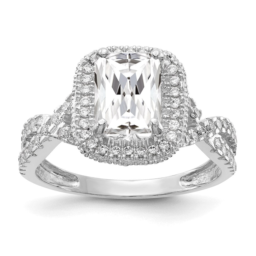 10k tiara collection white gold polished cz ring 10yc382w